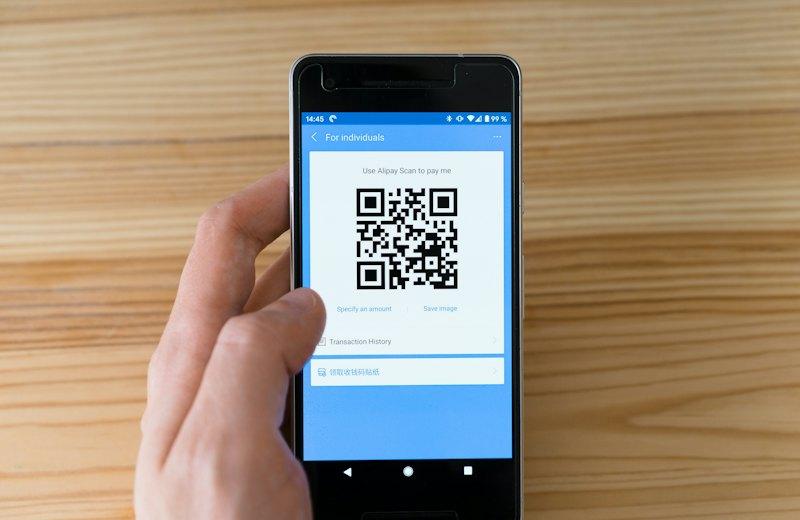 Smartphone displaying a QR code
