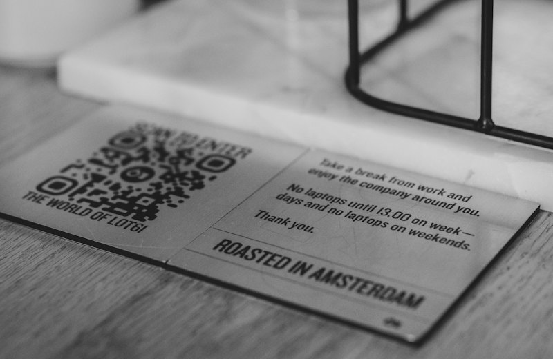QR code on a cafe table
